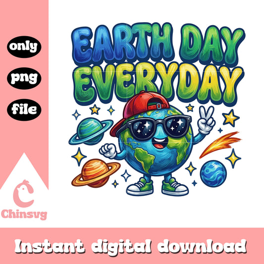 Earth day everyday watercolor design png, planet earth day​ png