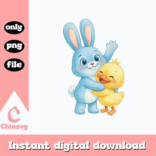 Easter Bunny And Chick Clipart PNG, Cute Easter PNG, Spring PNG