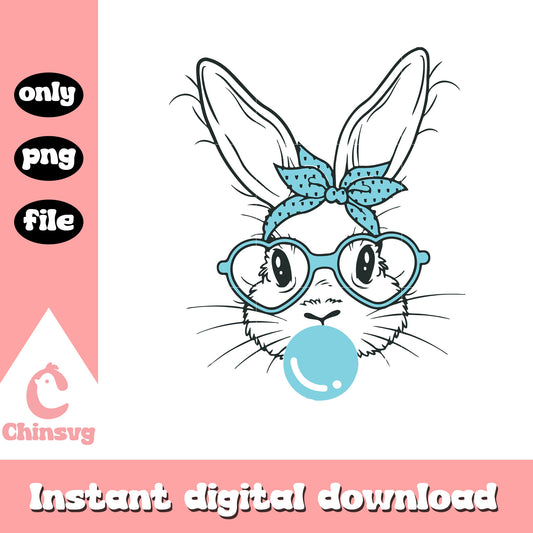Easter bunny bubble gum design png, easter bunny face​ png