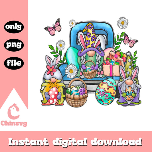 Easter bunny gnome vintage floral png, easter bunny png, gnome png