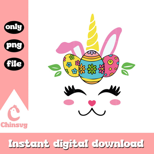 Easter bunny unicorn face design png, bunny unicorn​ png