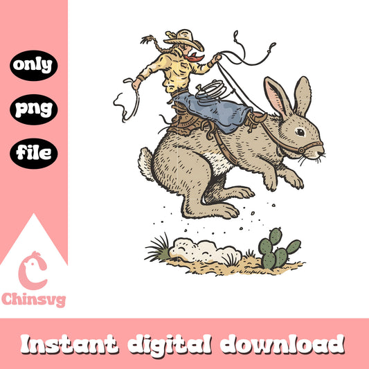 Easter cowboy riding rabbit png, happy easter funny​ png