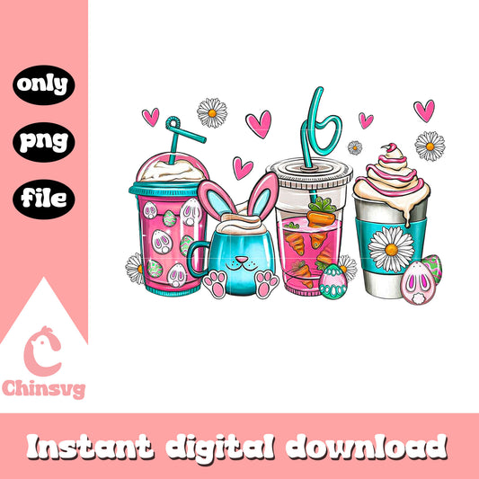 Easter day drinks vintage design png, happy easter day png