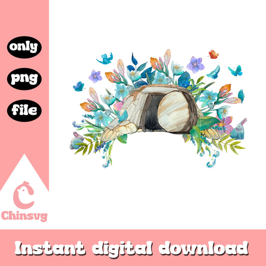 Easter printable card vintage floral png, easter eggs png