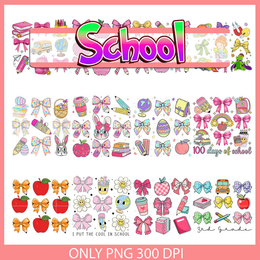 Education bow coquette bundle png, kindergarten​ png, teacher coquette png