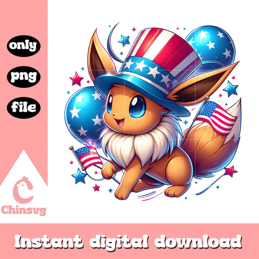 Eevee pokemon 4th of july png, Eevee pokemon independence day png