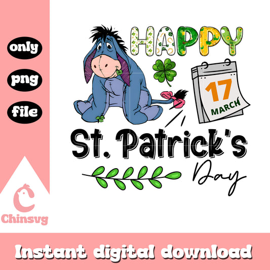 Eeyore character happy st.patrick's day png, st.patrick day png