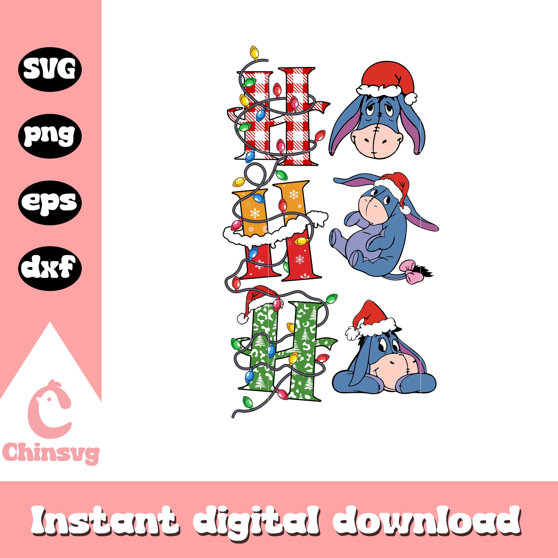 Eeyore hohoho christmas design svg, disney characters svg