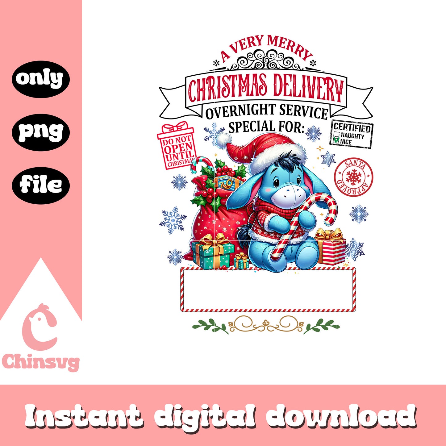 Eeyore merry christmas delivery png, disney characters png