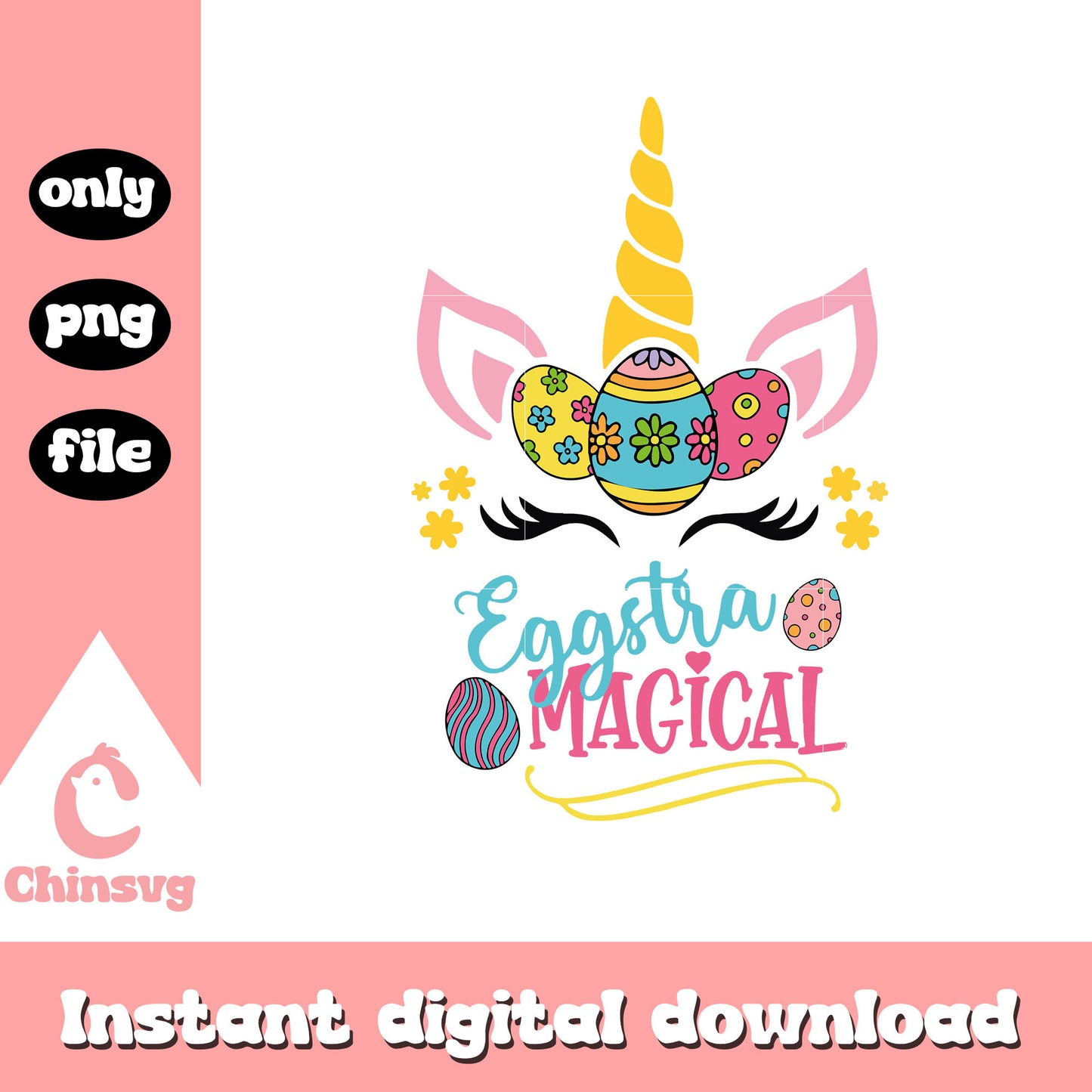 Eggstra magical unicorn design png, unicorn and bunny​ png