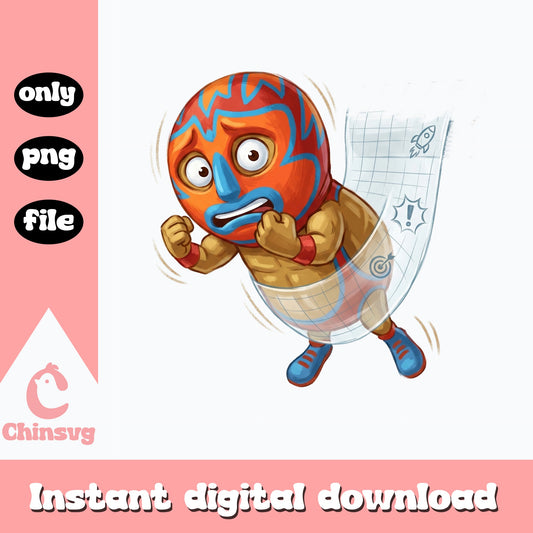 El Fuego Luchador Baby Clipart, Funny Wrestling PNG, Sublimation PNG