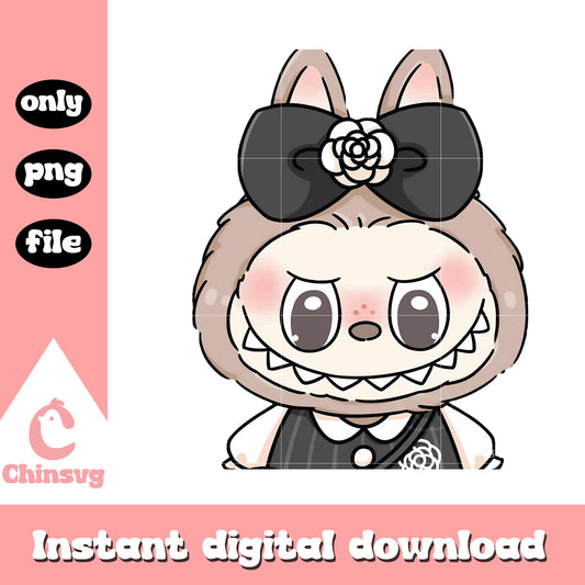 Elegant lady labubu cute doll design png, labubu clipart png