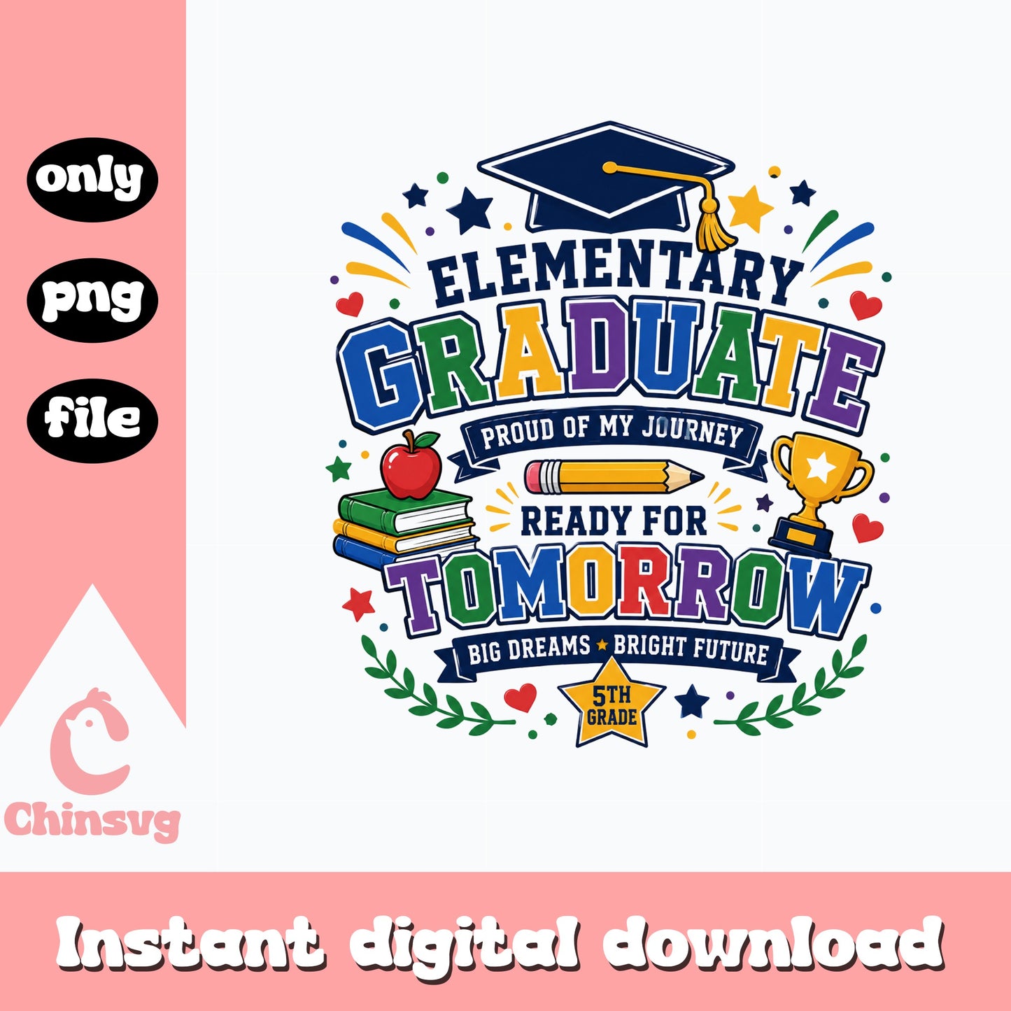 Elementary Graduate 5th Grade PNG, Graduation PNG, School PNG