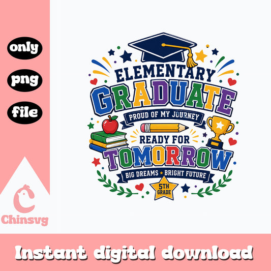 Elementary Graduate 5th Grade PNG, Graduation PNG, School PNG