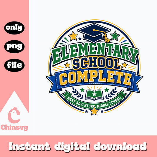 Elementary School Complete PNG, Graduation PNG, Middle School PNG