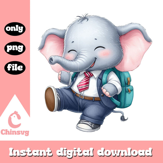 Elephant on school day png, back to school png, animal png