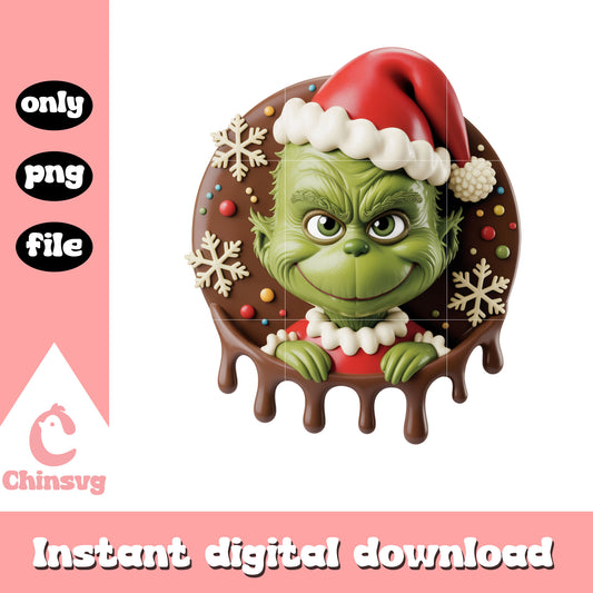 Elf grinch christmas chocolate donut png, christmas grinch png 