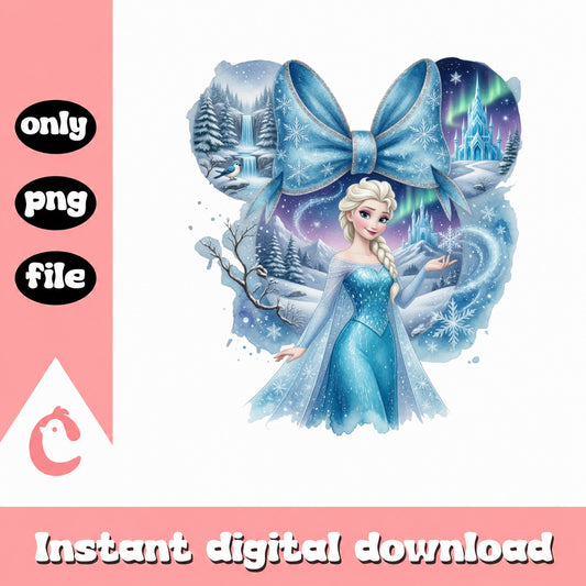 Elsa Frozen Coquette Bow PNG, Disney Princess PNG, Frozen PNG
