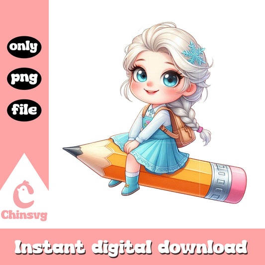 Elsa driving pencil design png, frozen characters png