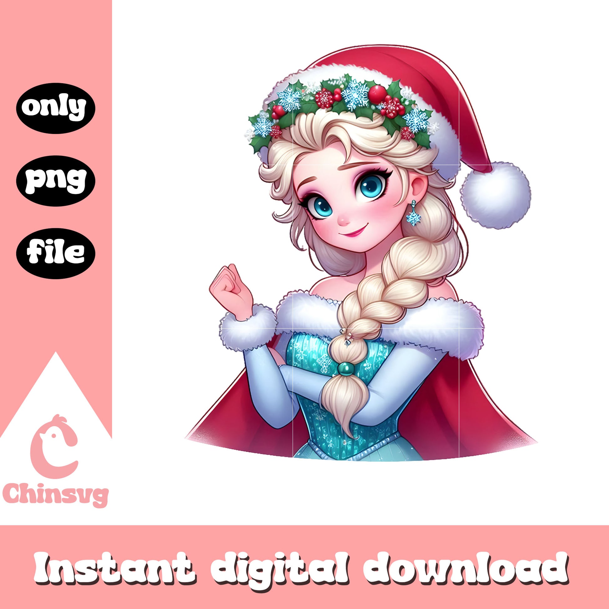 Elsa queen christmas day design png, disney frozen png