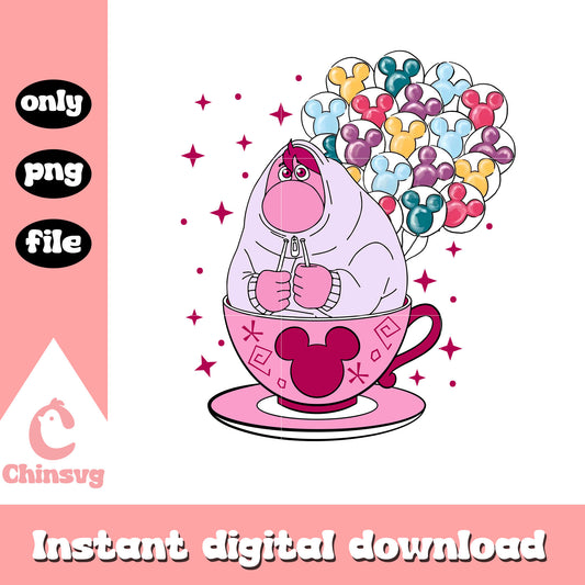 Embarrassment character tea cup balloon png, emotions characters png