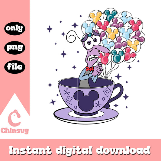 Emotion teacup fear inside out png, fear costume inside out​​ png