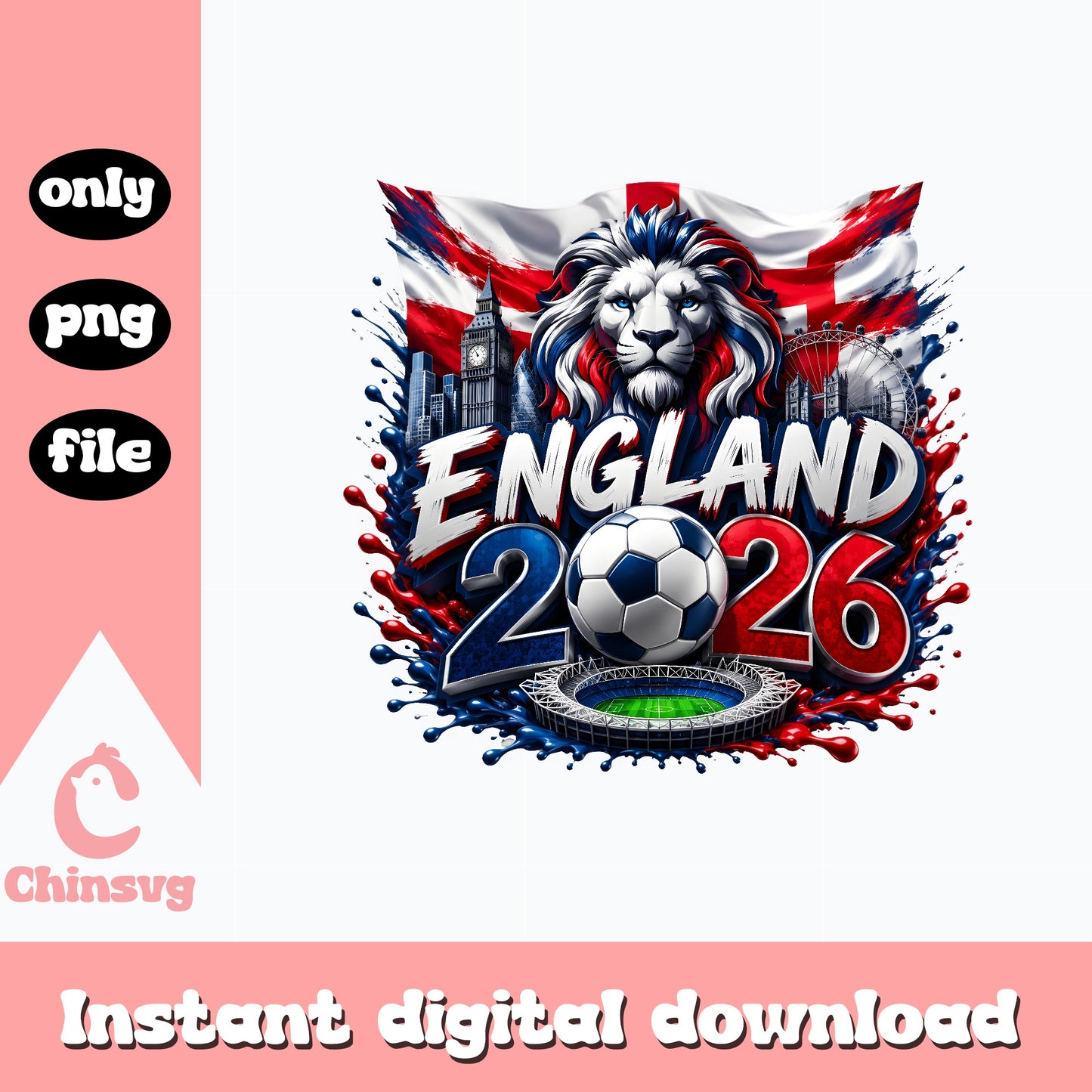 England 2026 Soccer PNG, England Football Lion PNG, World Cup PNG