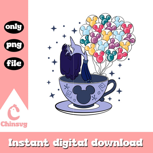 Ennui character tea cup balloon png, emotions characters png