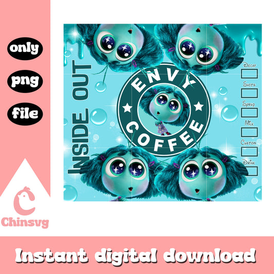 Envy coffee inside out tumbler png, envy from inside out​​ png