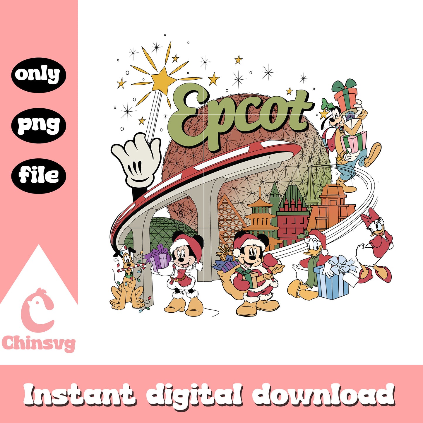 Epcot disney world design png, mickey's friends png