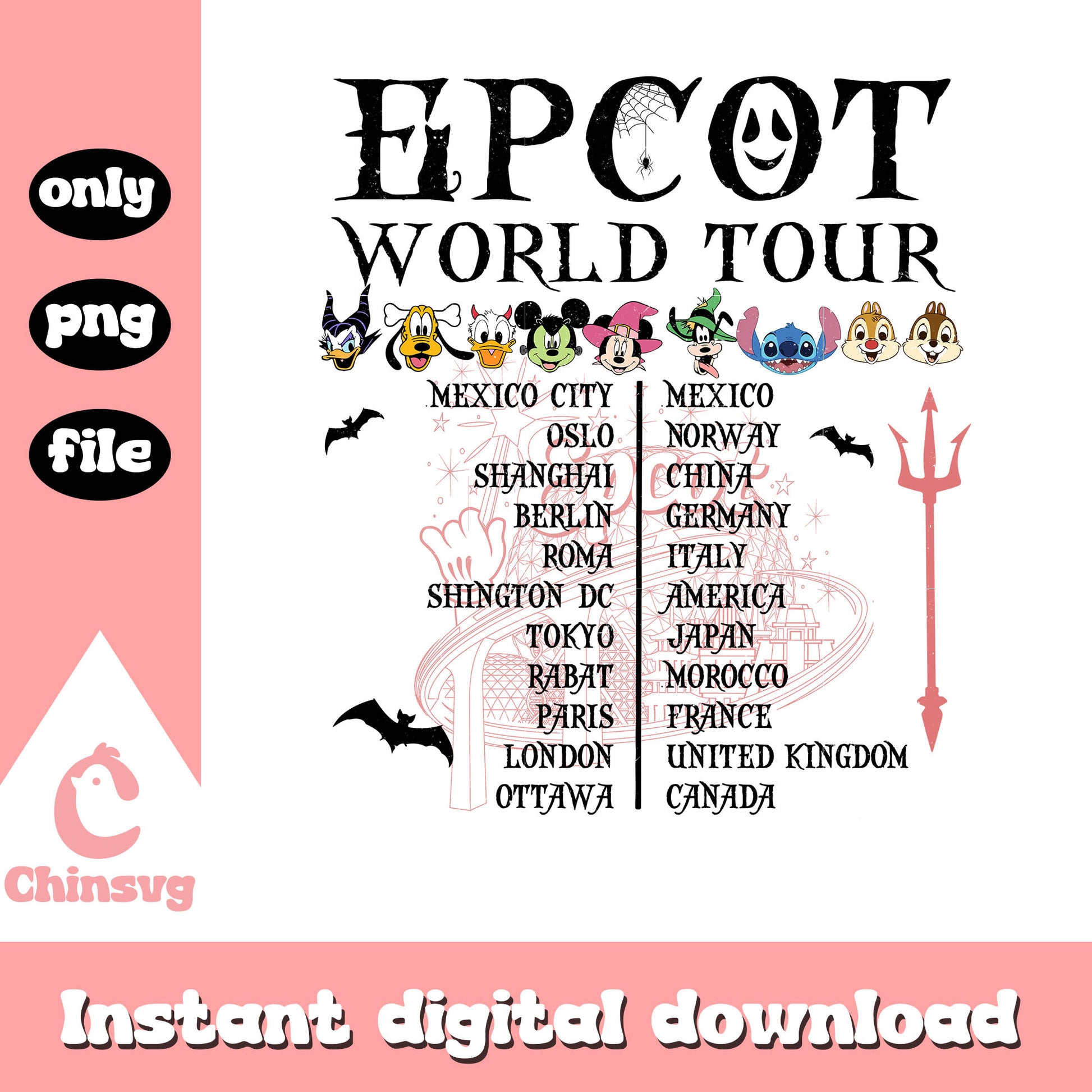 Epcot world tour disney characters design png, disney character png
