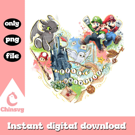 Epic universe characters clipart design png, epic universe png