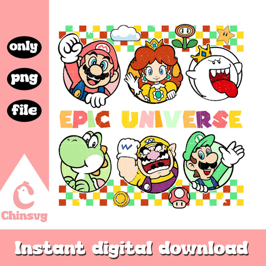 Epic universe font clipart png, super mario cartoon png
