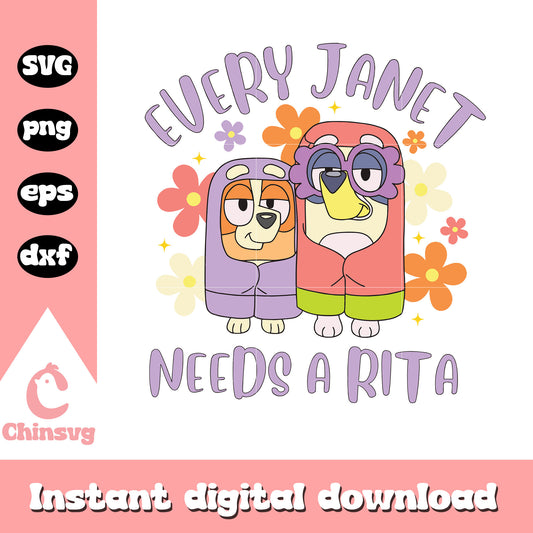 Every Janet needs a Rita svg, rita and janet svg, cartoon svg