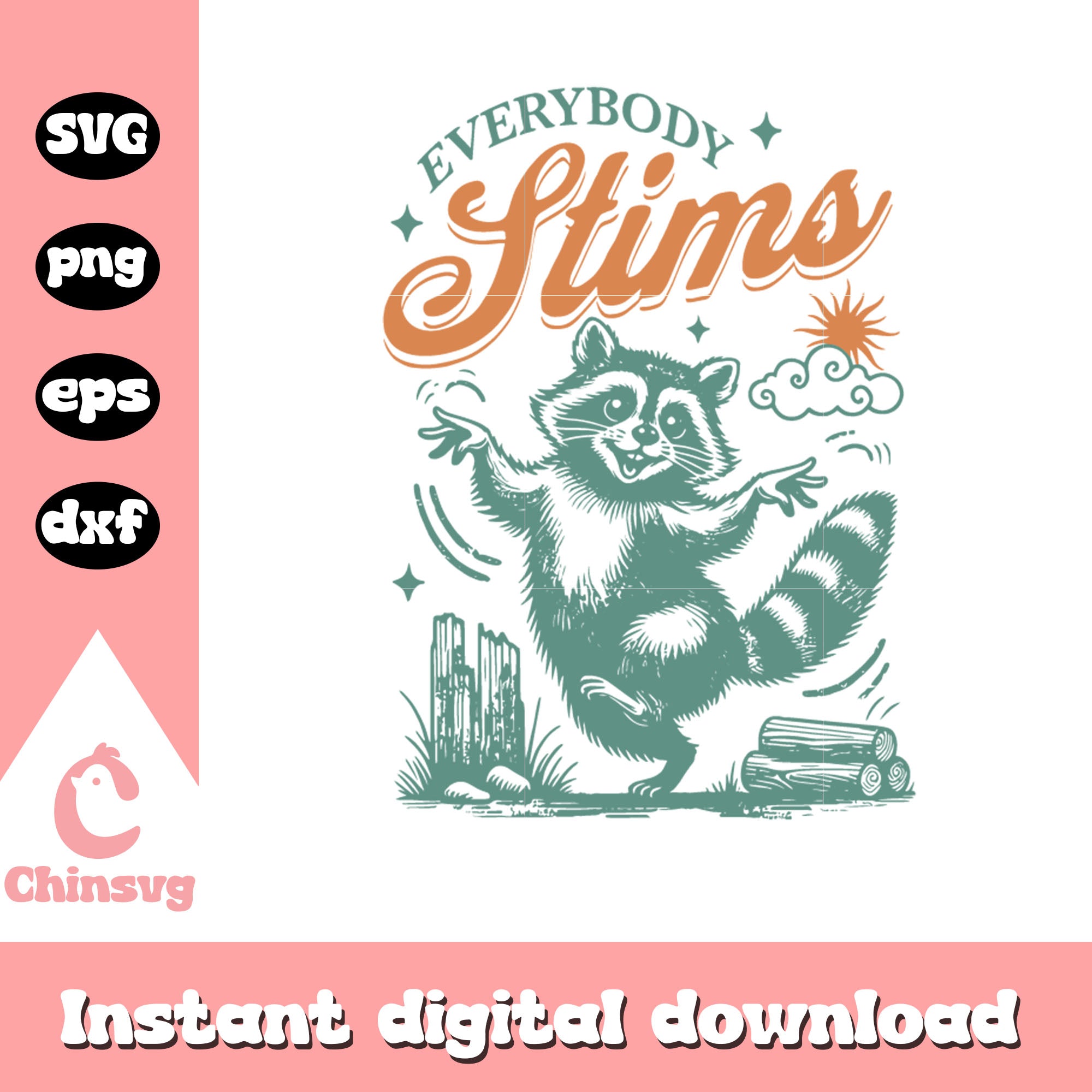 Everybody stims raccoon svg, autism awareness day svg – Chinsvg