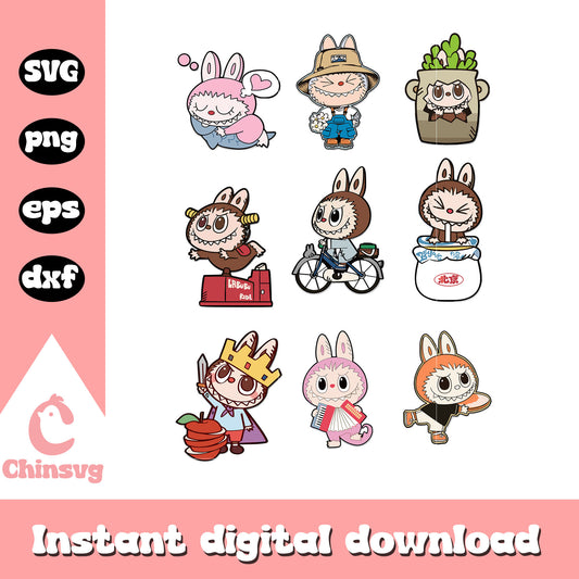 Everyday adventures labubu collection drawing svg, labubu art svg