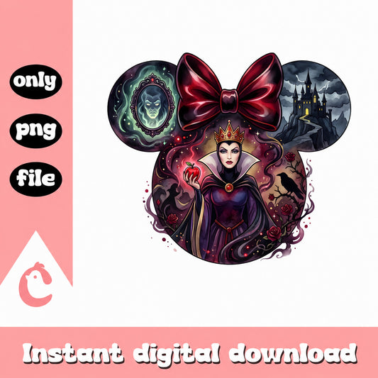 Evil Queen Mickey Ears PNG, Disney Villain PNG, Halloween PNG