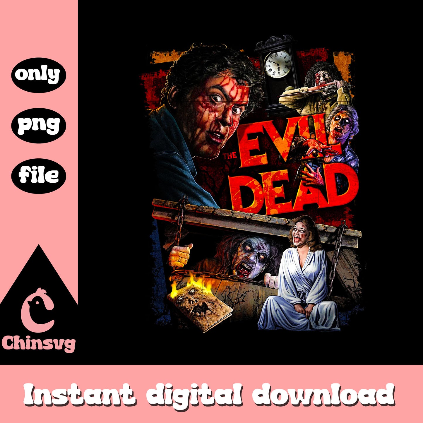 Evil dead horror film poster png, horror film png, evil dead png