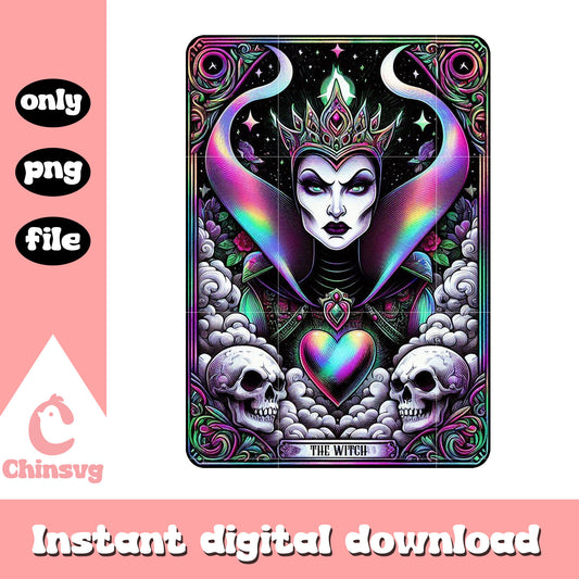 Evil queen the witch tarot skull card png, evil queen png