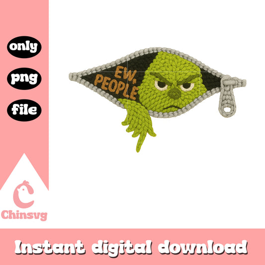 Ew...people grinch zipper crochet png, the grinch png