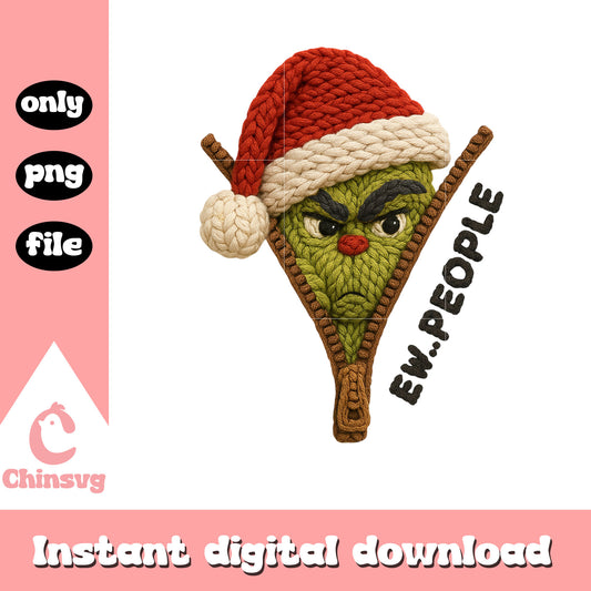 Ew.. people zipper crochet design png, grinch santa hat png