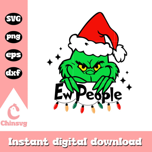 Ew people grinch santa hat christmas svg, grinch santa hat svg​
