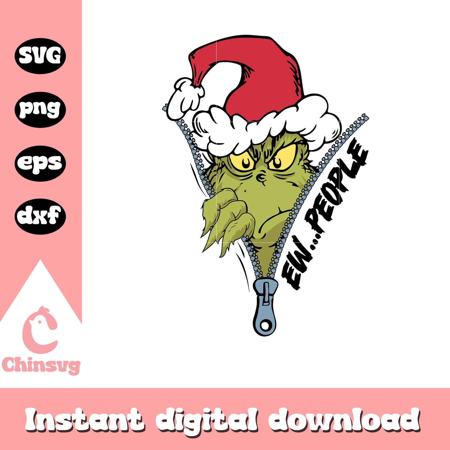 Ew people grinch christmas zipper svg, the film the grinch svg