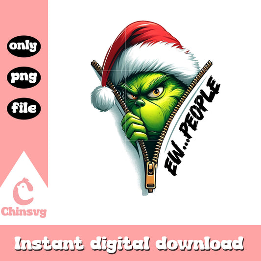 Ew people grinch zipper christmas png, funny grinch photos png