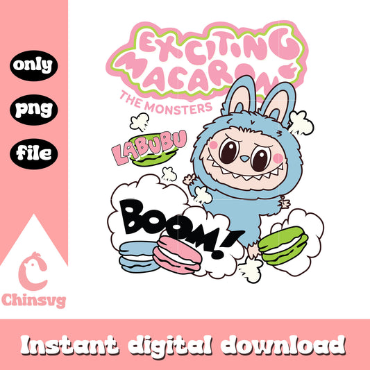 Exciting macaron labubu clipart design png, labubu blue png