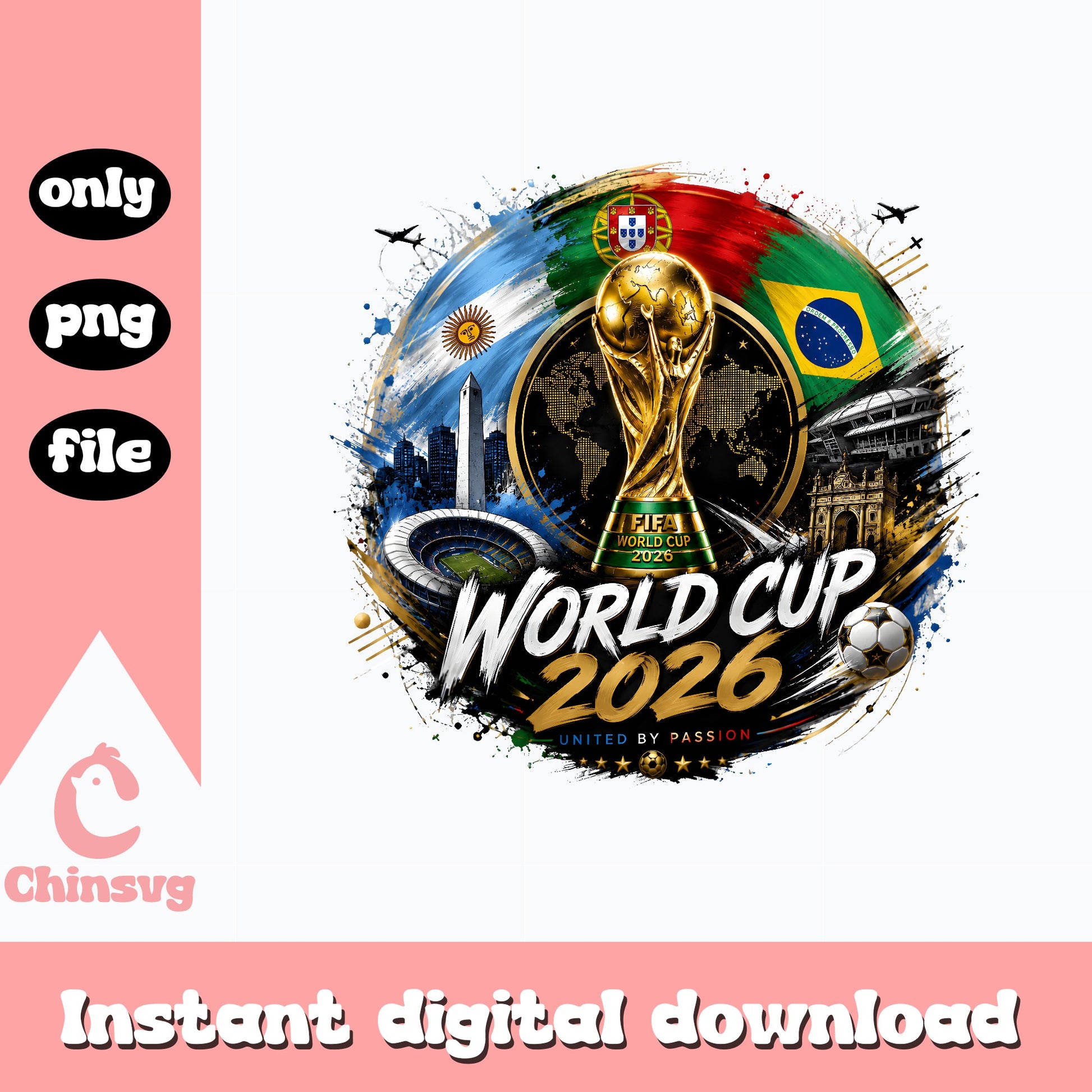 FIFA World Cup 2026 PNG, Soccer Trophy Sublimation, Football PNG