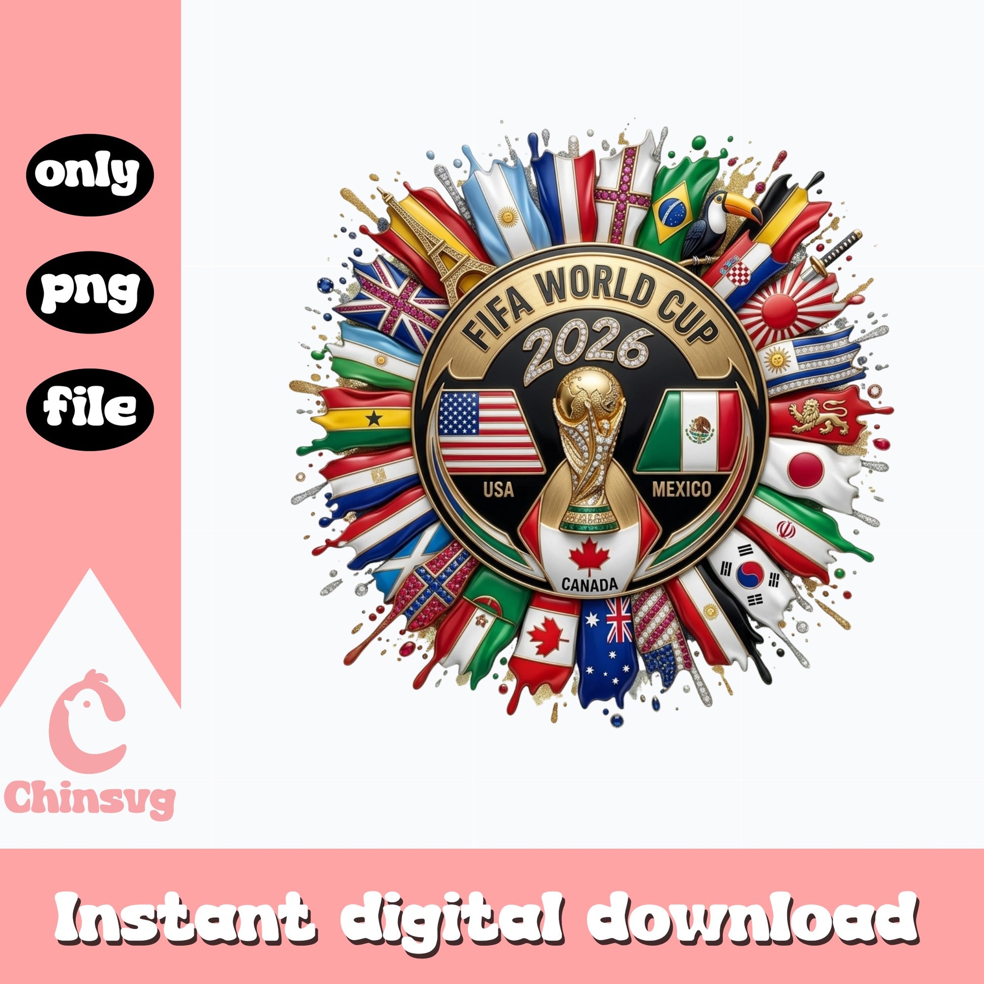 FIFA World Cup 2026 PNG, Soccer World Cup Sublimation PNG, Football PNG