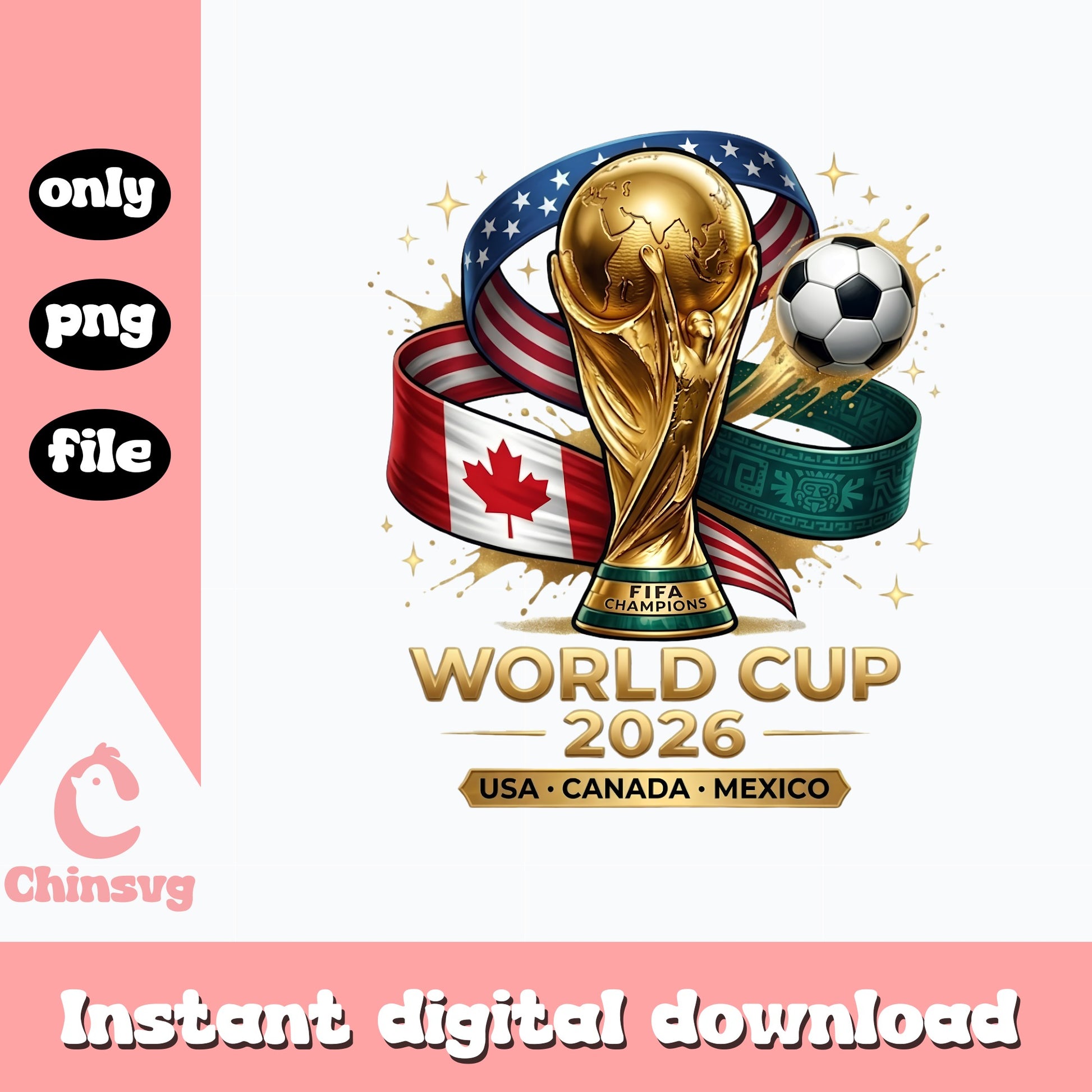 FIFA World Cup 2026 PNG, USA Canada Mexico Soccer, Football PNG