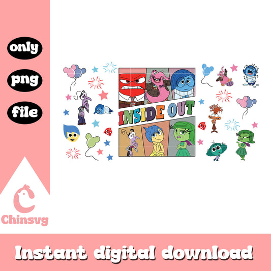 Face characters inside out cup wraps png, inside out emotions​​ png