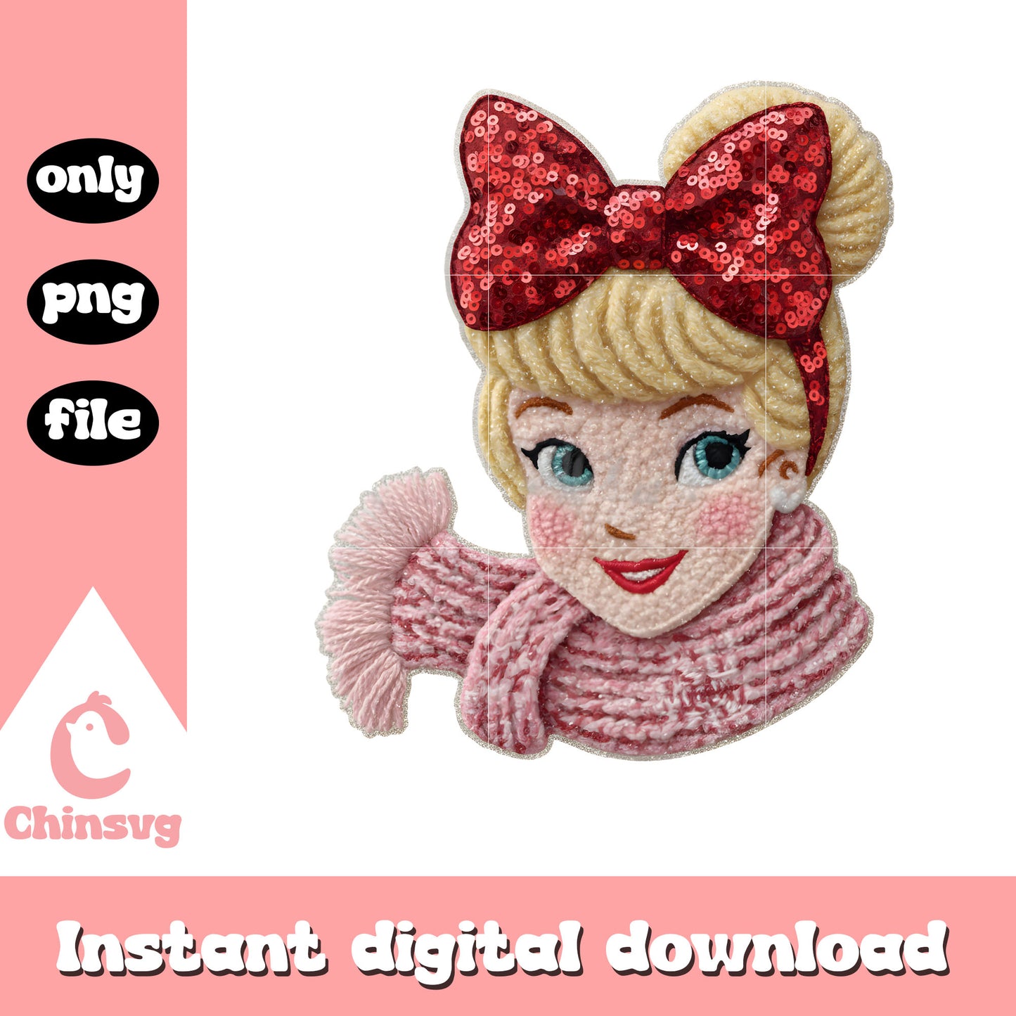 Face princess valentine crochet png, princess valentine​ png